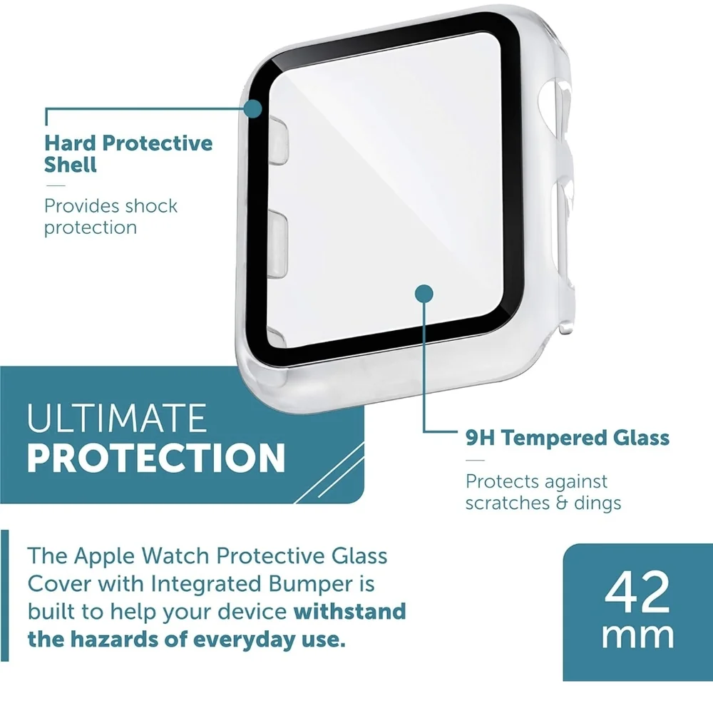 WITHit Protective Glass Cover with Integrated Bumper, Compatible with Apple Wat